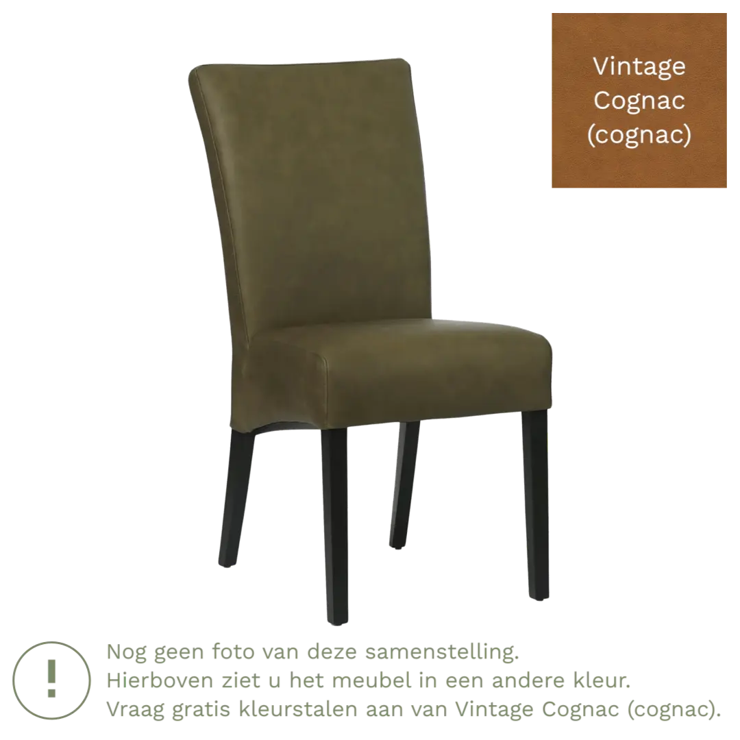 afbeelding van Leren eetkamerstoel Just - Vintage Cognac (cognac) - Poten hout zwart