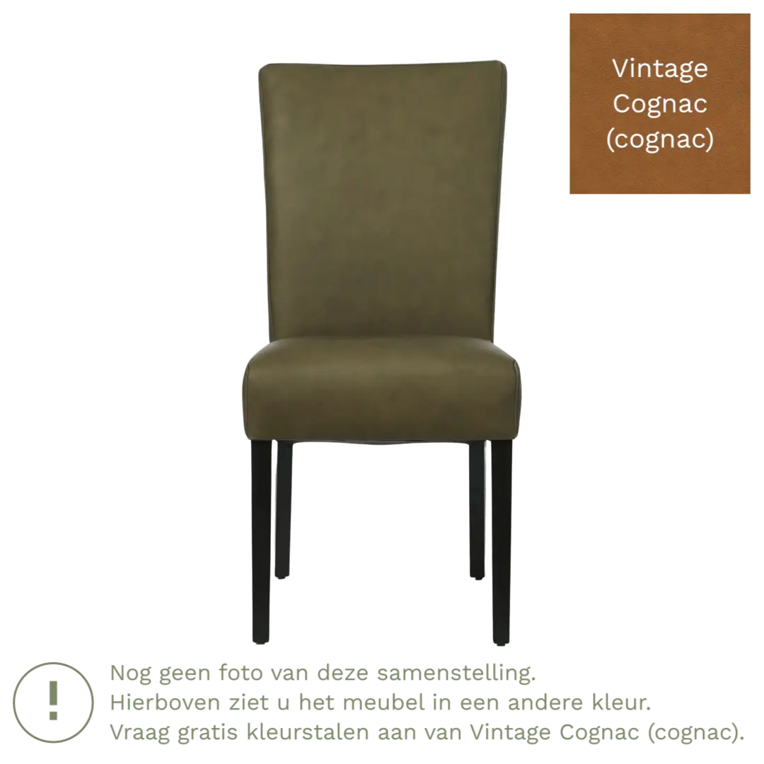 afbeelding van Leren eetkamerstoel Just - Vintage Cognac (cognac) - Poten hout zwart