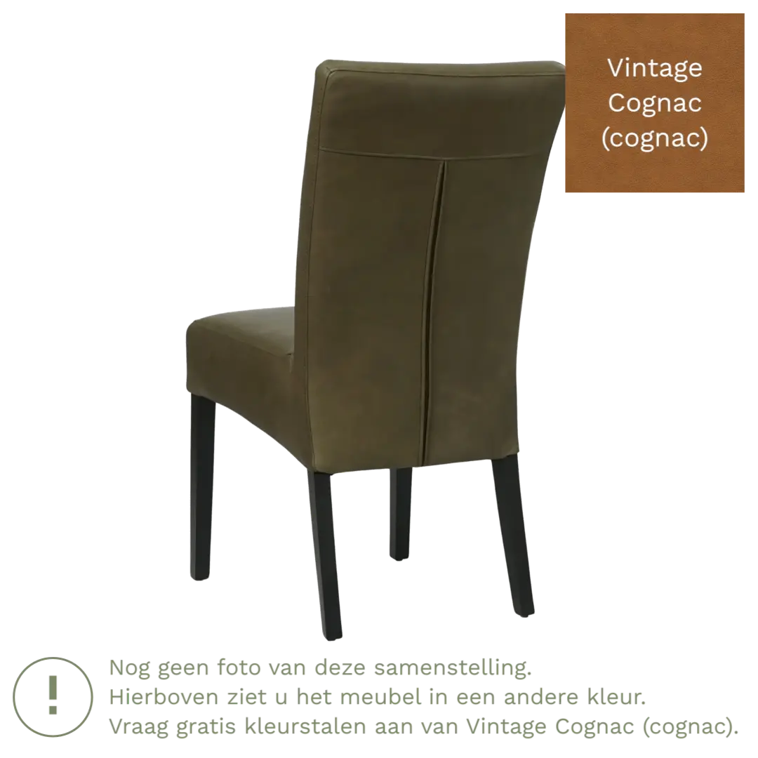 afbeelding van Leren eetkamerstoel Just - Vintage Cognac (cognac) - Poten hout zwart
