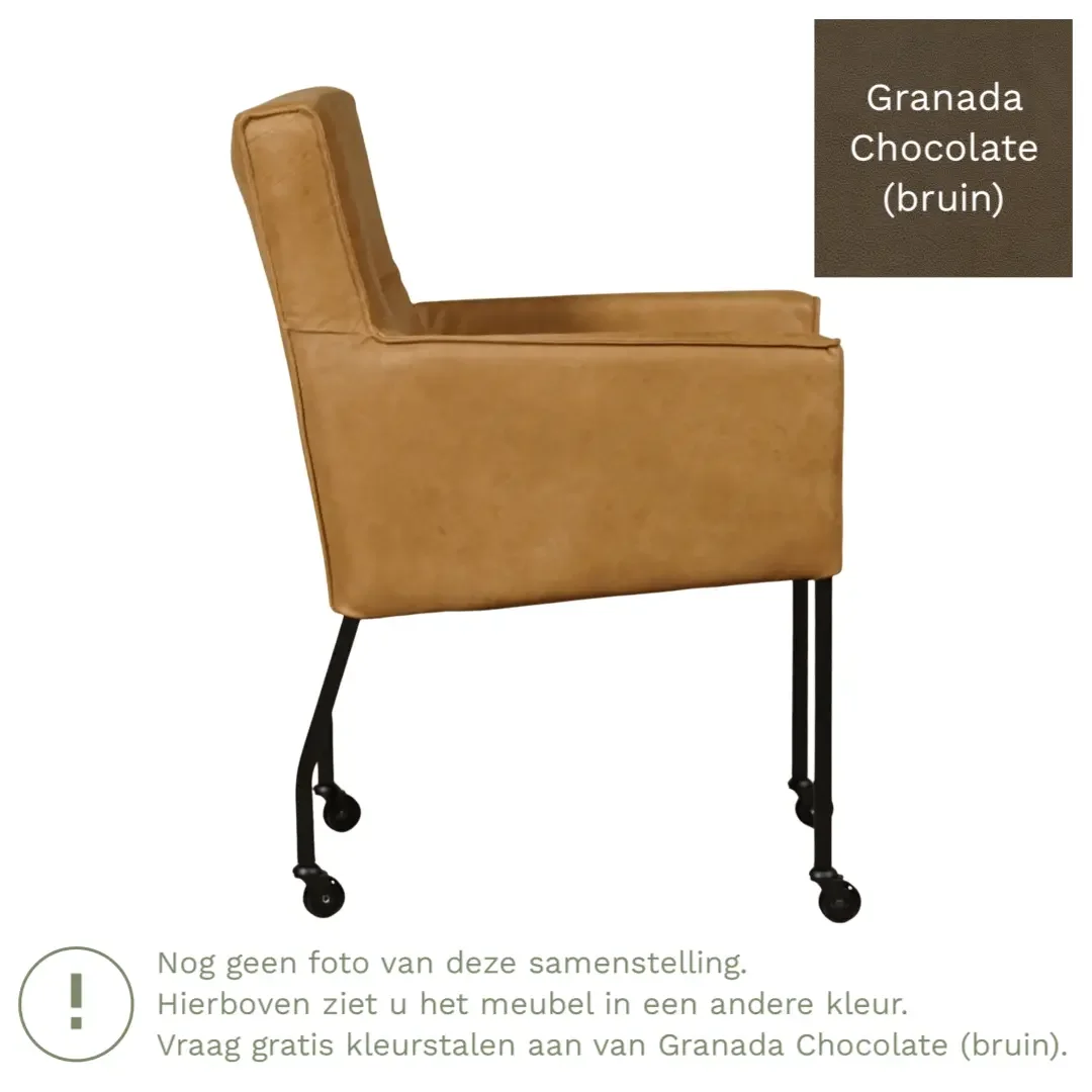 afbeelding van Leren eetkamerstoel Lucky - Granada Chocolate (bruin)