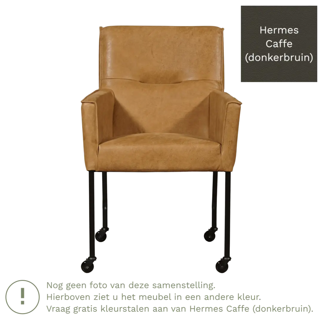 afbeelding van Leren eetkamerstoel Lucky - Hermes Caffe (donkerbruin)