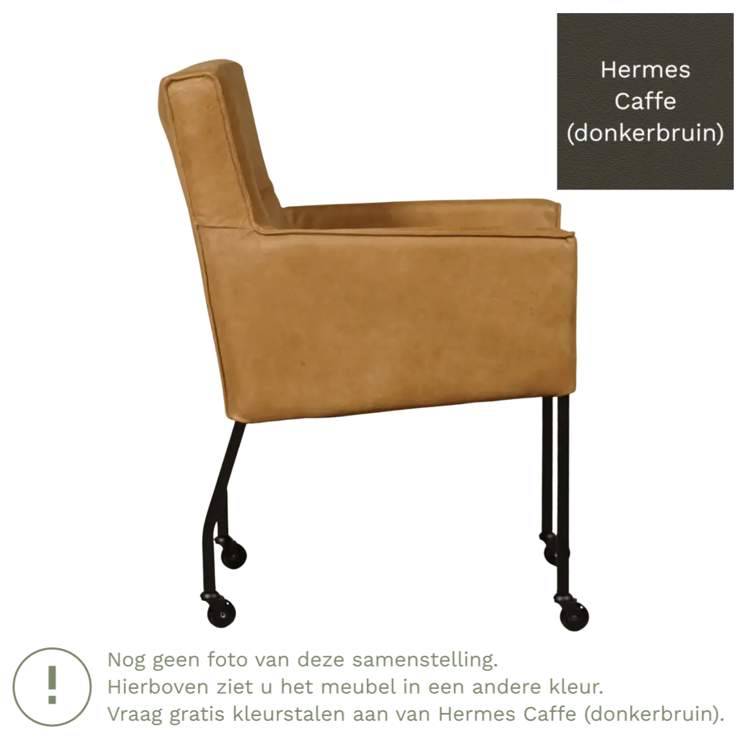 afbeelding van Leren eetkamerstoel Lucky - Hermes Caffe (donkerbruin)