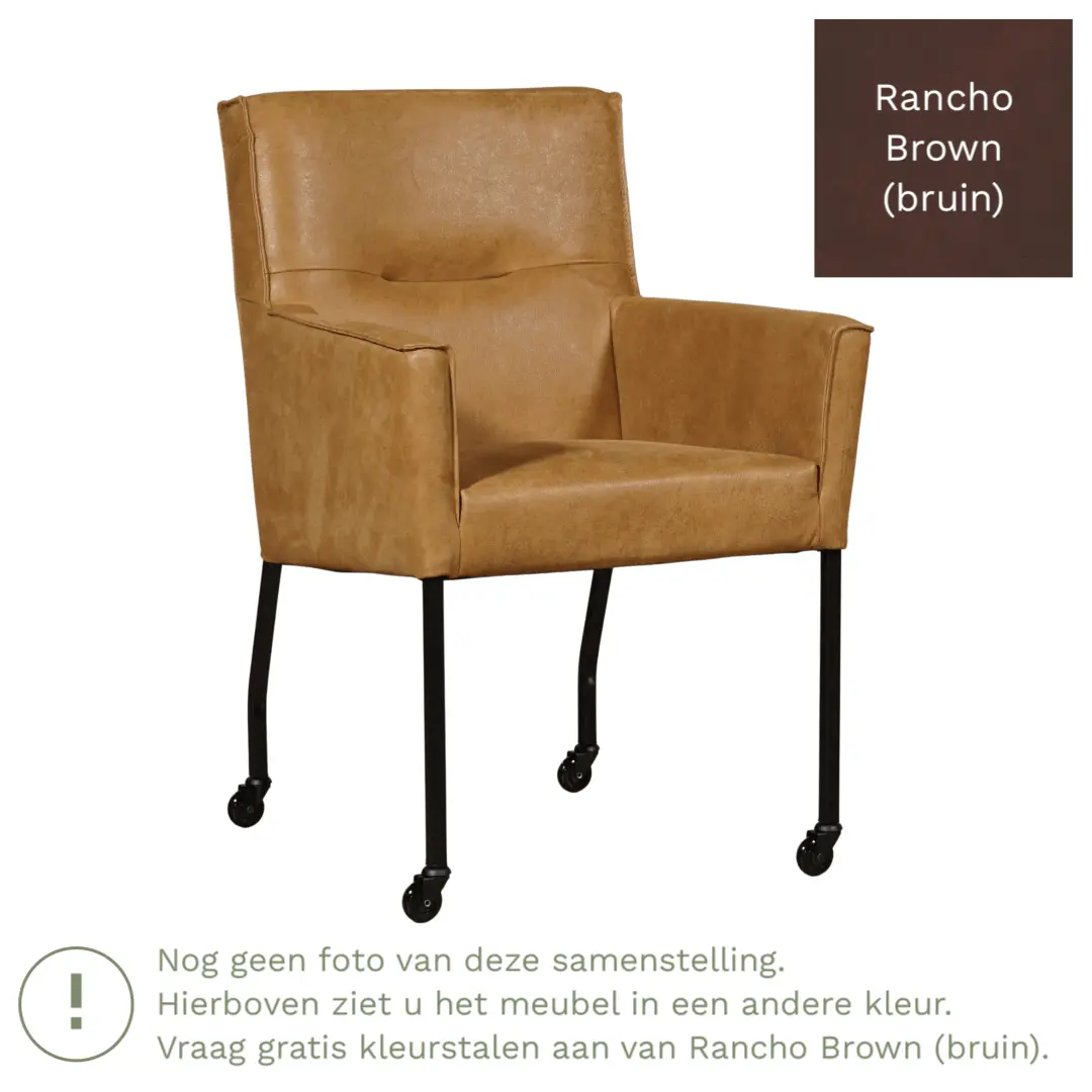 afbeelding van Leren eetkamerstoel Lucky - Rancho Brown (bruin)