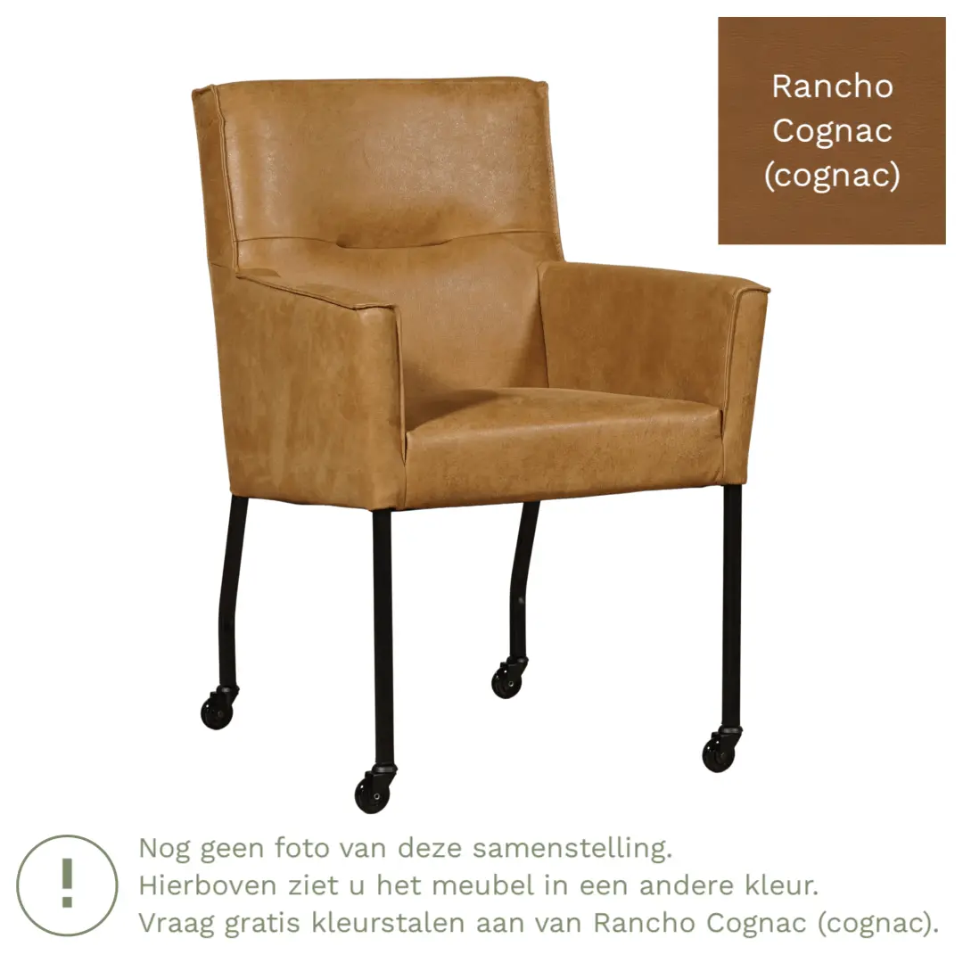 afbeelding van Leren eetkamerstoel Lucky - Rancho Cognac (cognac)