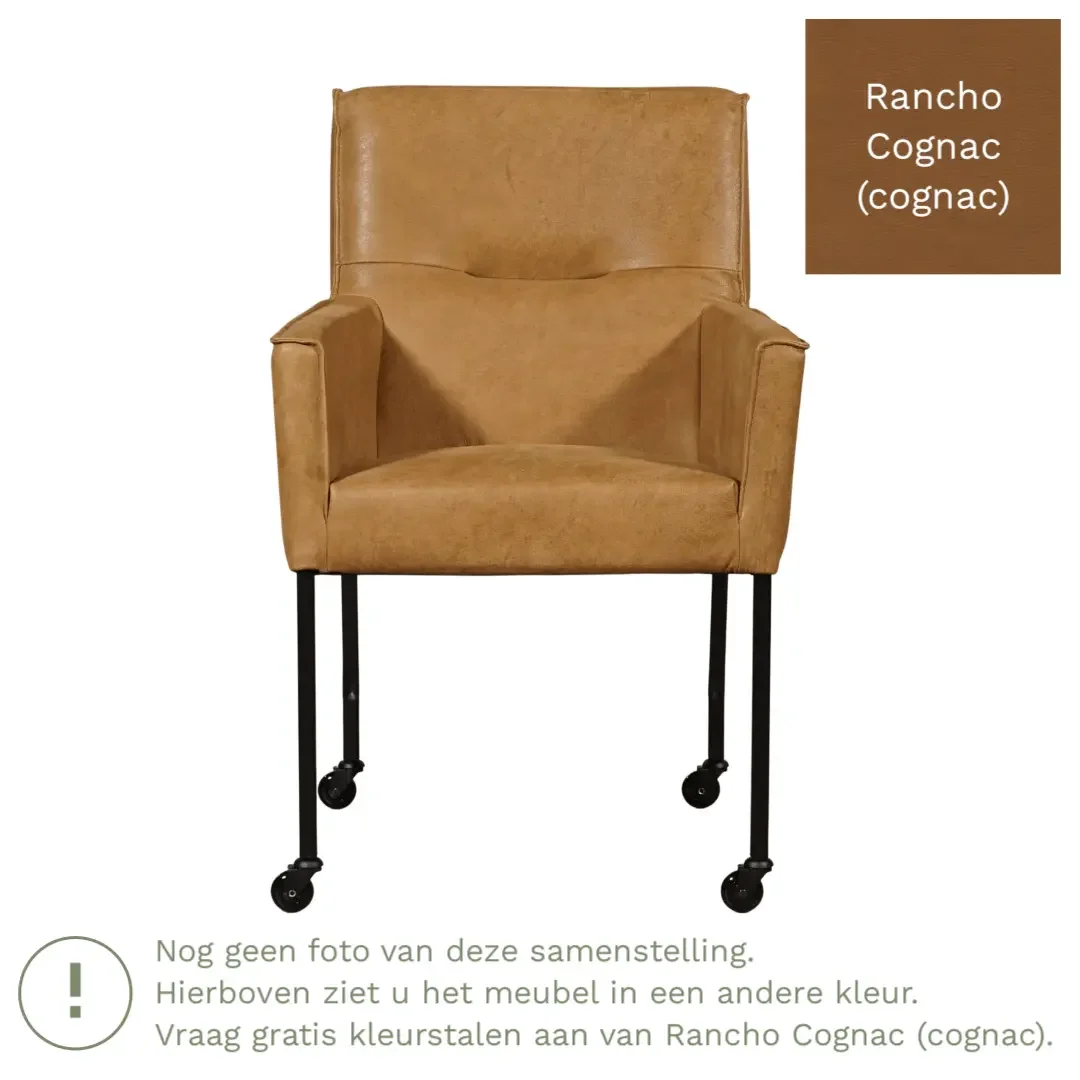 afbeelding van Leren eetkamerstoel Lucky - Rancho Cognac (cognac)