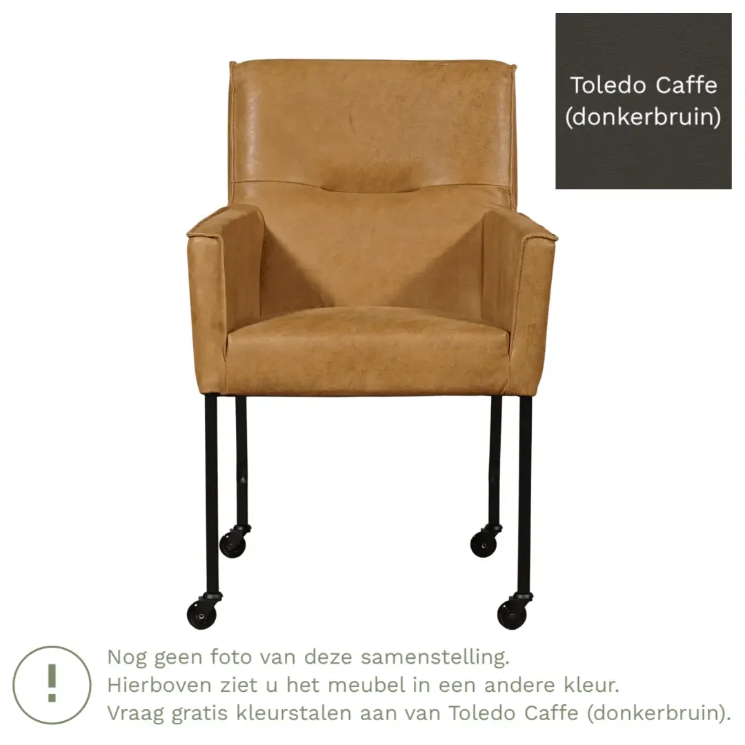 afbeelding van Leren eetkamerstoel Lucky - Toledo Caffe (donkerbruin)