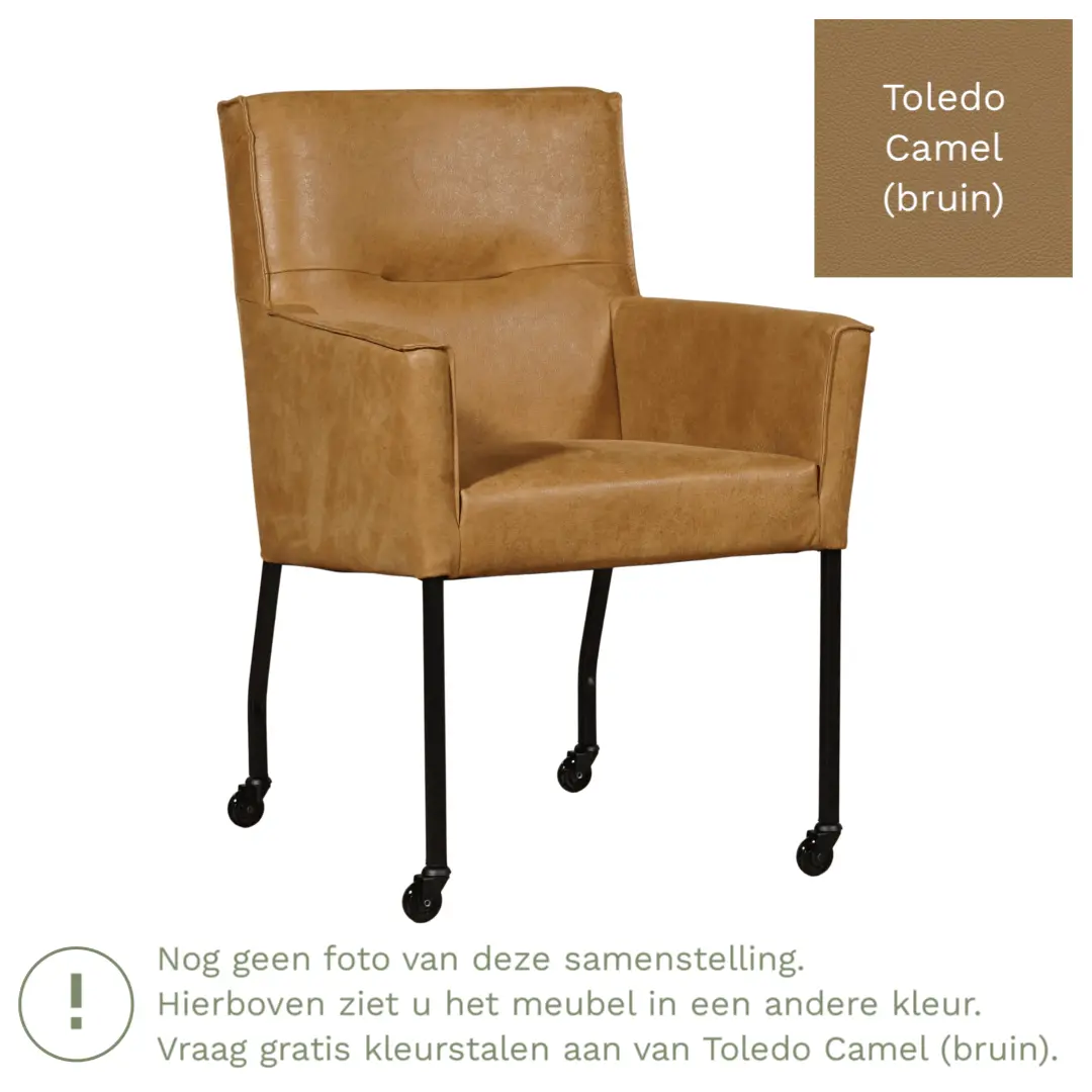 afbeelding van Leren eetkamerstoel Lucky - Toledo Camel (bruin)