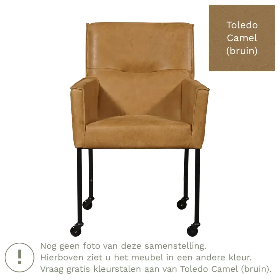 afbeelding van Leren eetkamerstoel Lucky - Toledo Camel (bruin)