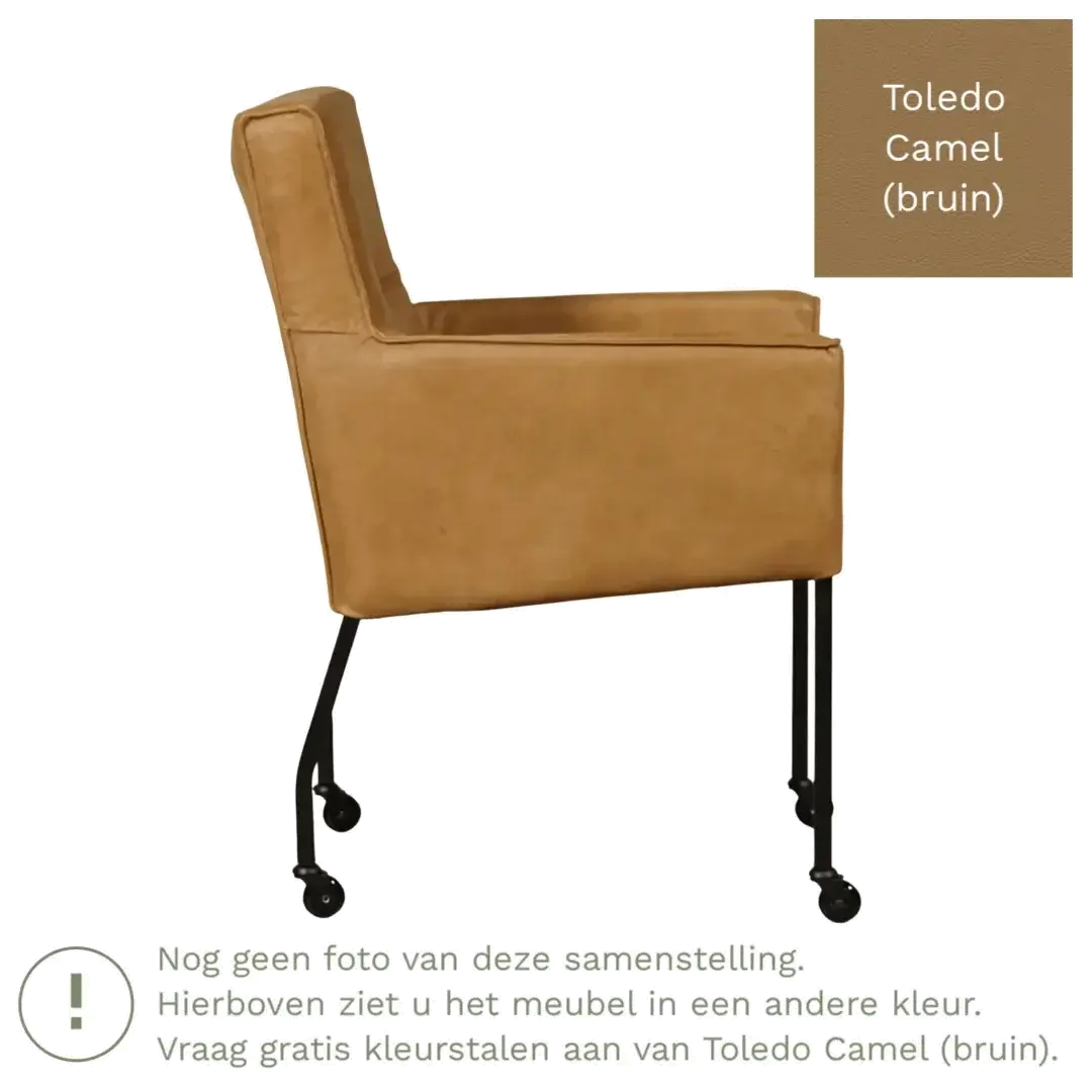 afbeelding van Leren eetkamerstoel Lucky - Toledo Camel (bruin)