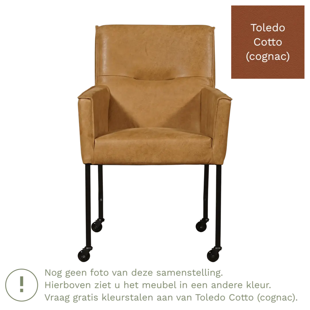 afbeelding van Leren eetkamerstoel Lucky - Toledo Cotto (cognac)