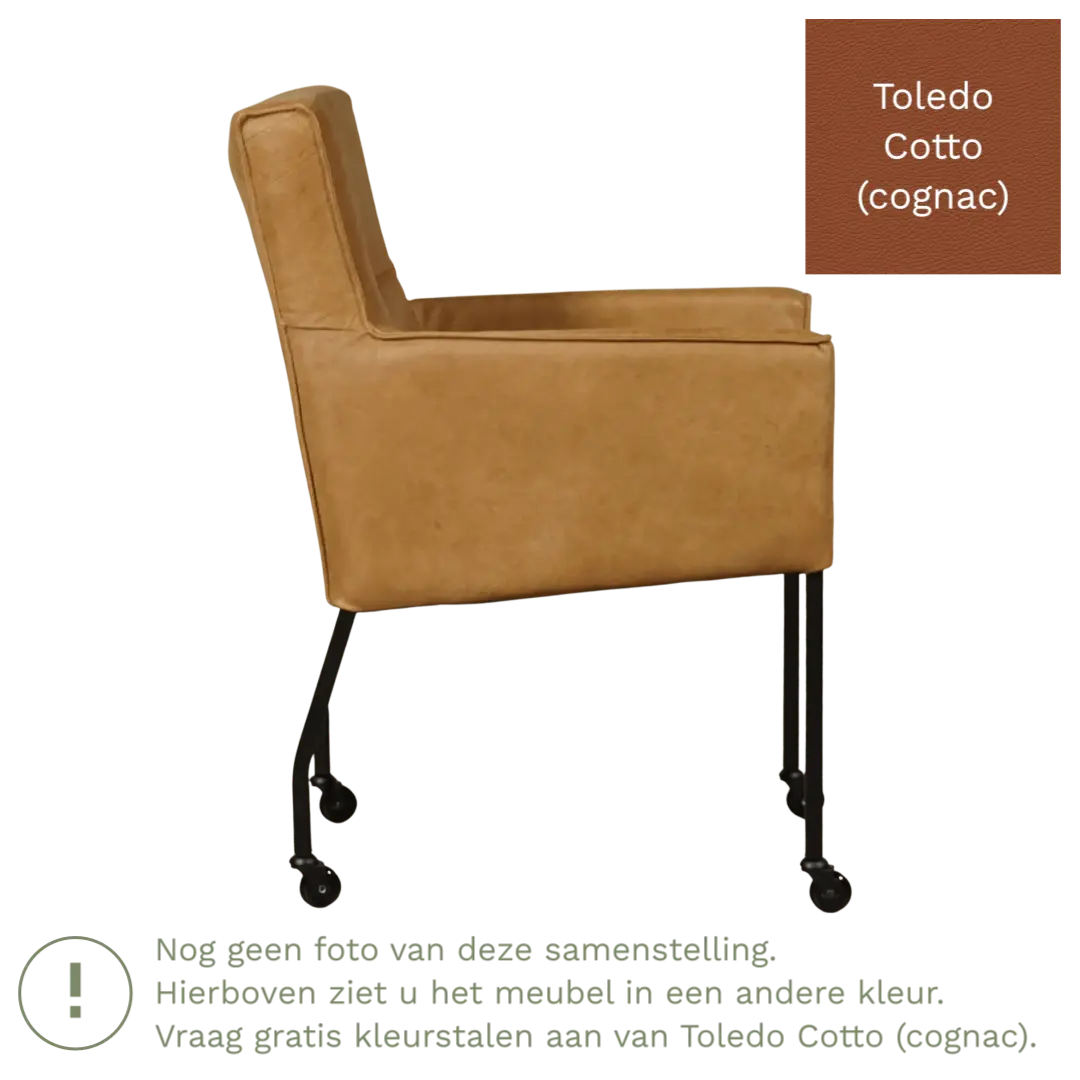 afbeelding van Leren eetkamerstoel Lucky - Toledo Cotto (cognac)