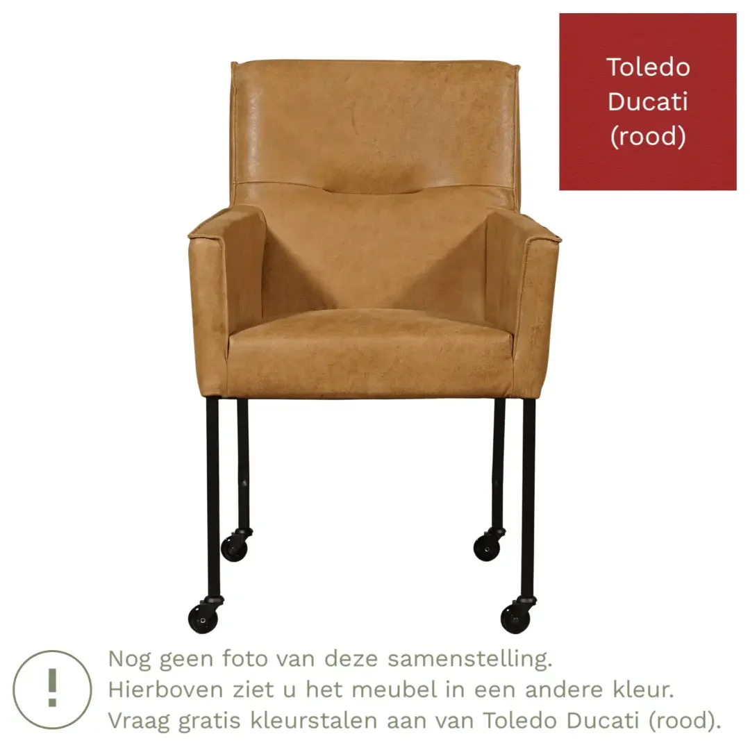 afbeelding van Leren eetkamerstoel Lucky - Toledo Ducati (rood)
