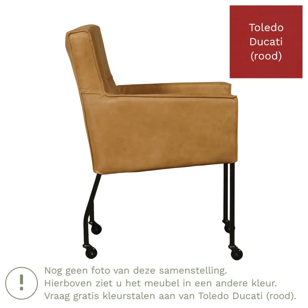 afbeelding van Leren eetkamerstoel Lucky - Toledo Ducati (rood)