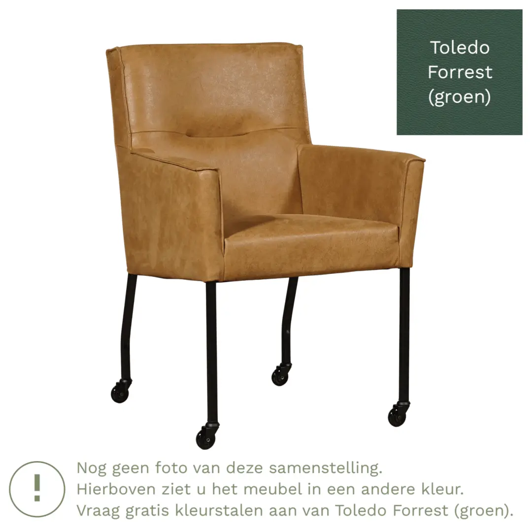 afbeelding van Leren eetkamerstoel Lucky - Toledo Forrest (groen)