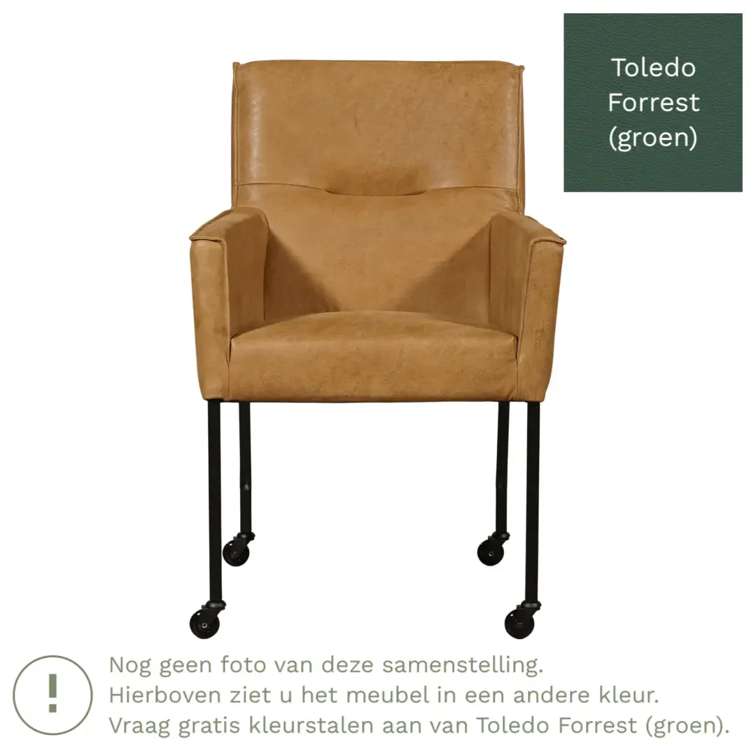afbeelding van Leren eetkamerstoel Lucky - Toledo Forrest (groen)