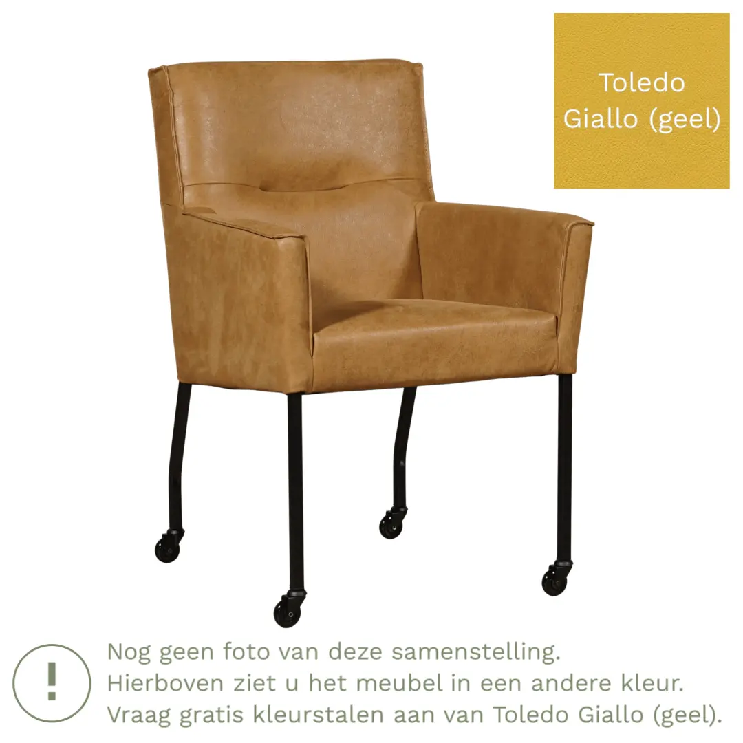 afbeelding van Leren eetkamerstoel Lucky - Toledo Giallo (geel)