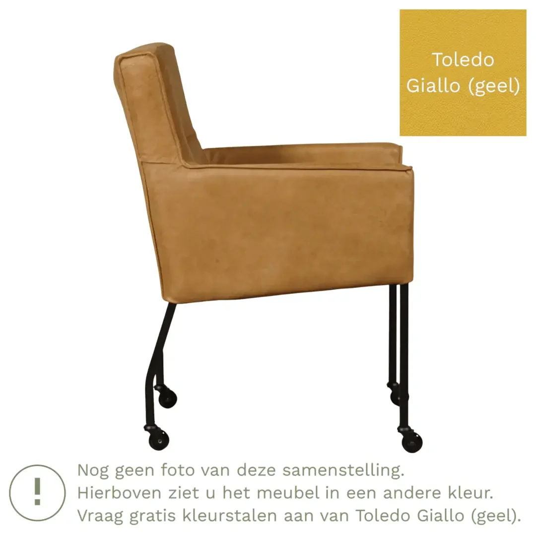 afbeelding van Leren eetkamerstoel Lucky - Toledo Giallo (geel)