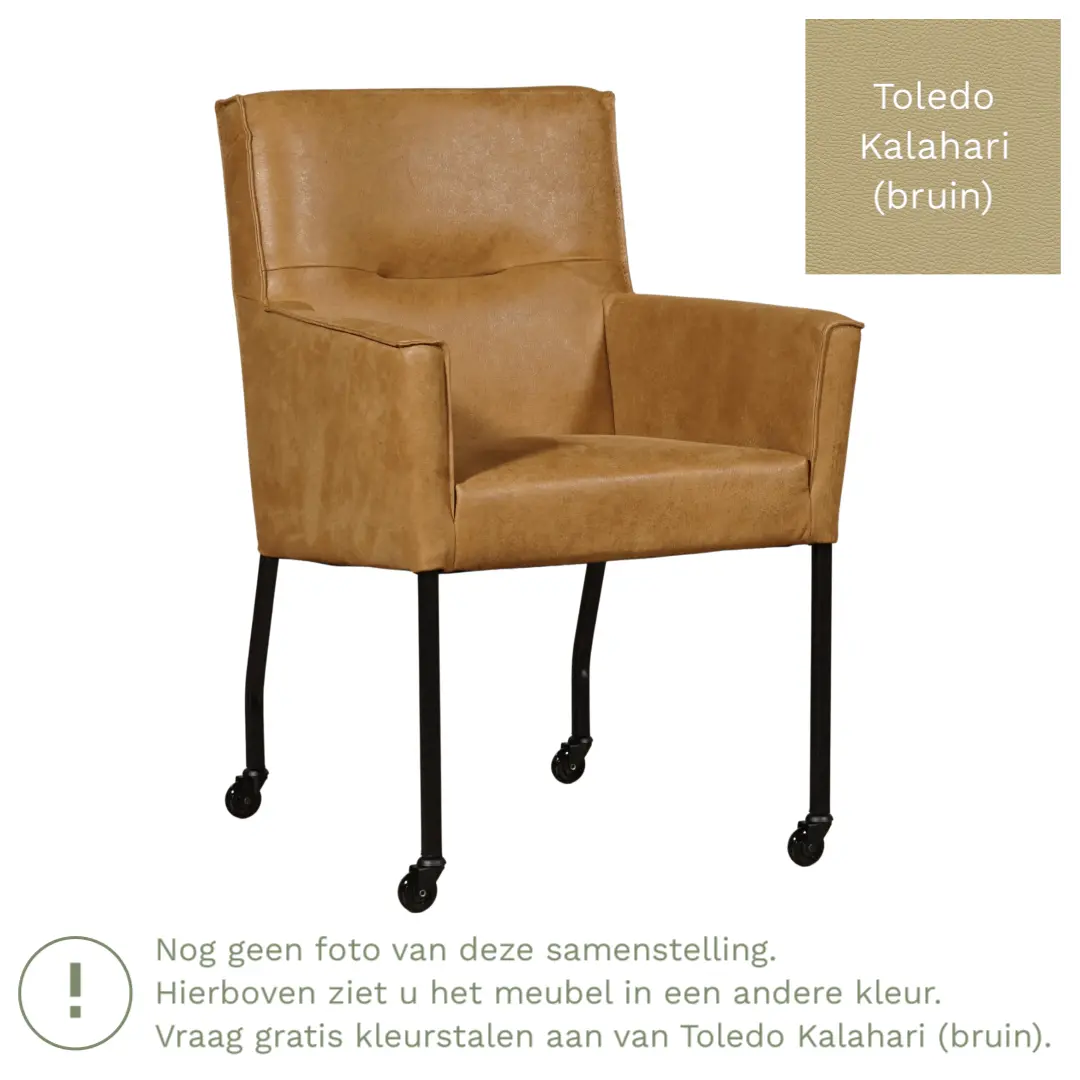 afbeelding van Leren eetkamerstoel Lucky - Toledo Kalahari (bruin)