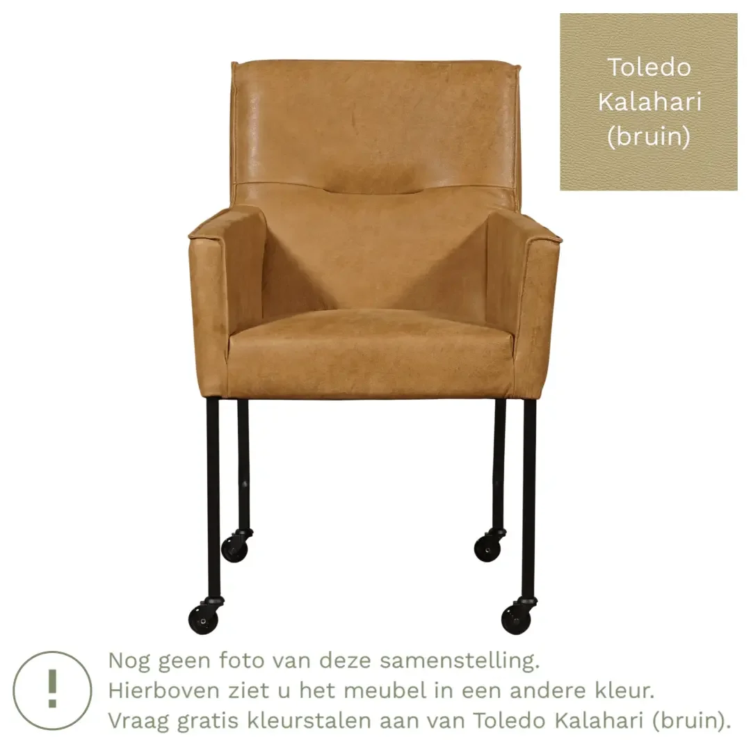 afbeelding van Leren eetkamerstoel Lucky - Toledo Kalahari (bruin)