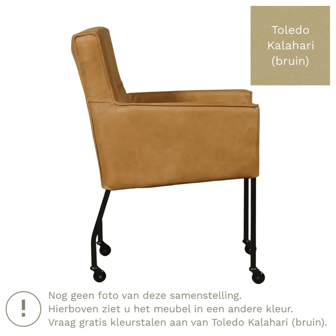 afbeelding van Leren eetkamerstoel Lucky - Toledo Kalahari (bruin)
