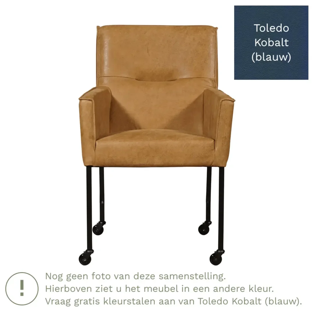 afbeelding van Leren eetkamerstoel Lucky - Toledo Kobalt (blauw)