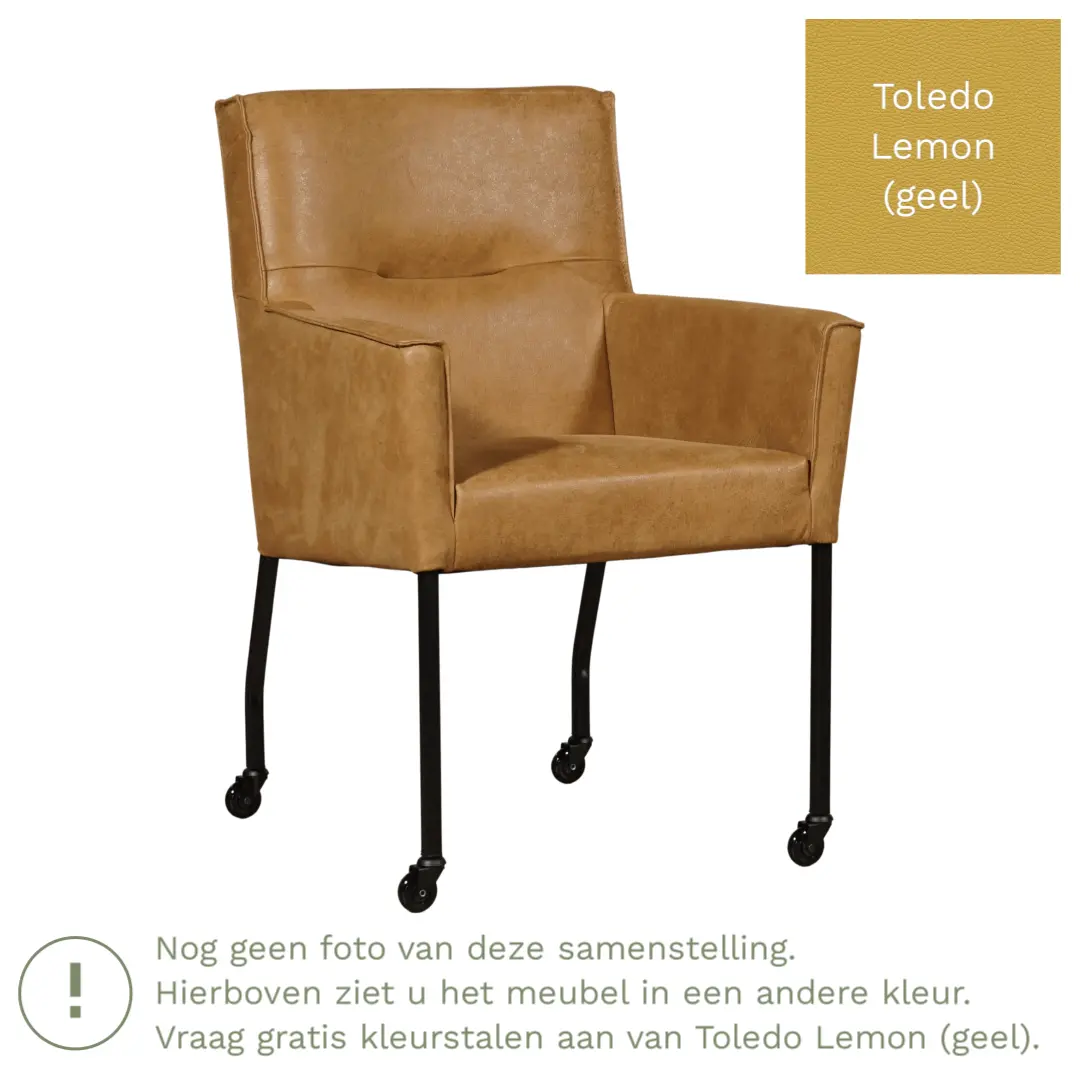afbeelding van Leren eetkamerstoel Lucky - Toledo Lemon (geel)