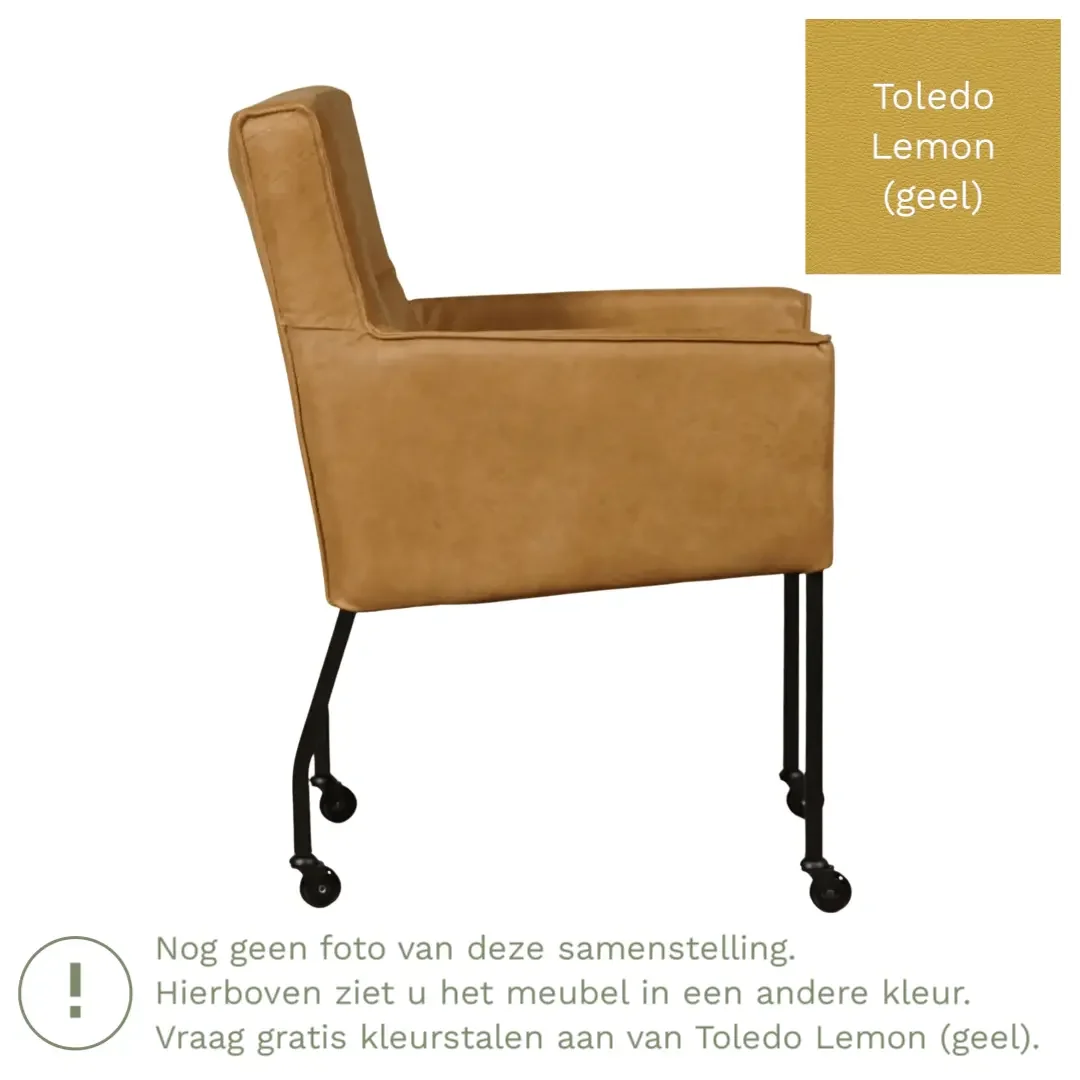afbeelding van Leren eetkamerstoel Lucky - Toledo Lemon (geel)