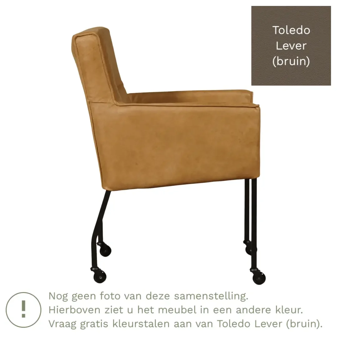 afbeelding van Leren eetkamerstoel Lucky - Toledo Lever (bruin)