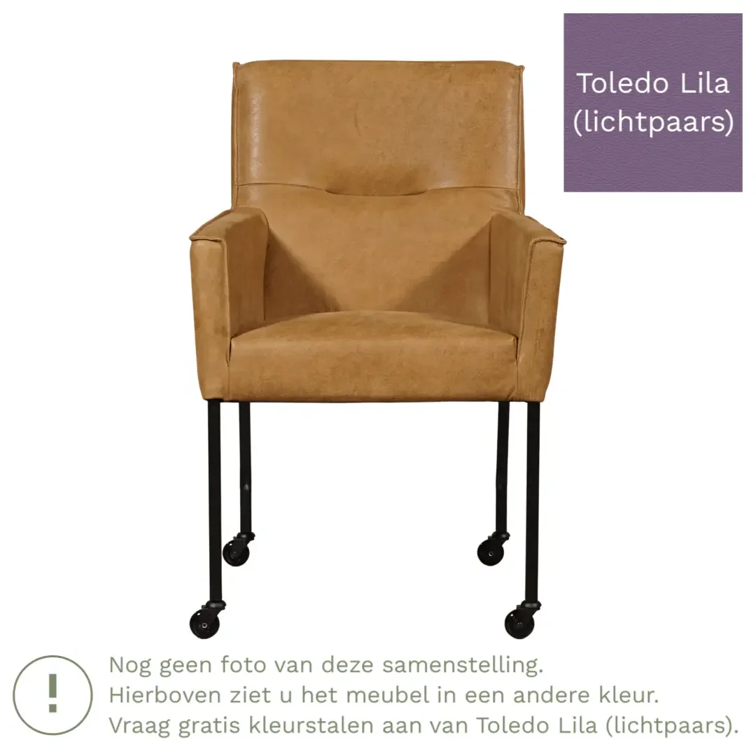 afbeelding van Leren eetkamerstoel Lucky - Toledo Lila (lichtpaars)