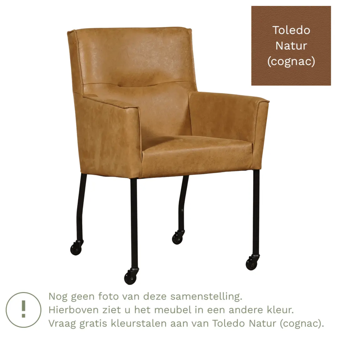 afbeelding van Leren eetkamerstoel Lucky - Toledo Natur (cognac)