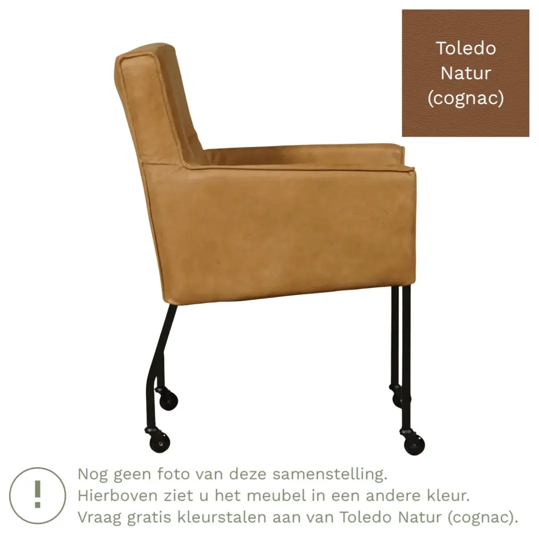afbeelding van Leren eetkamerstoel Lucky - Toledo Natur (cognac)
