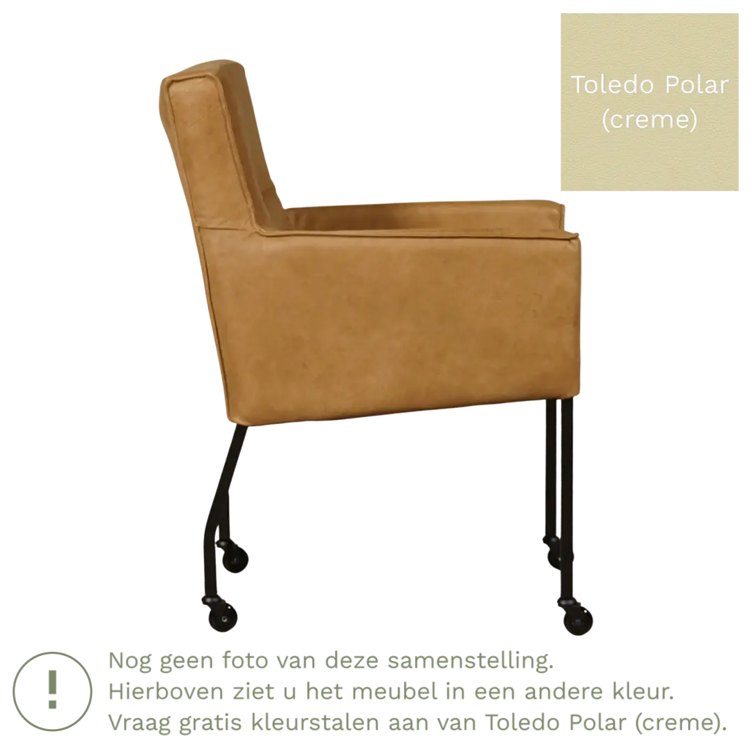 afbeelding van Leren eetkamerstoel Lucky - Toledo Polar (crème)