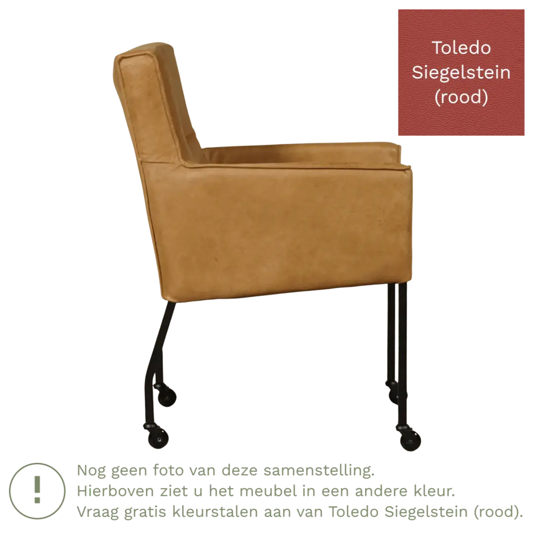 afbeelding van Leren eetkamerstoel Lucky - Toledo Siegelstein (rood)