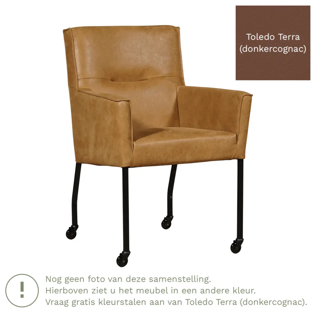 afbeelding van Leren eetkamerstoel Lucky - Toledo Terra (donkercognac)