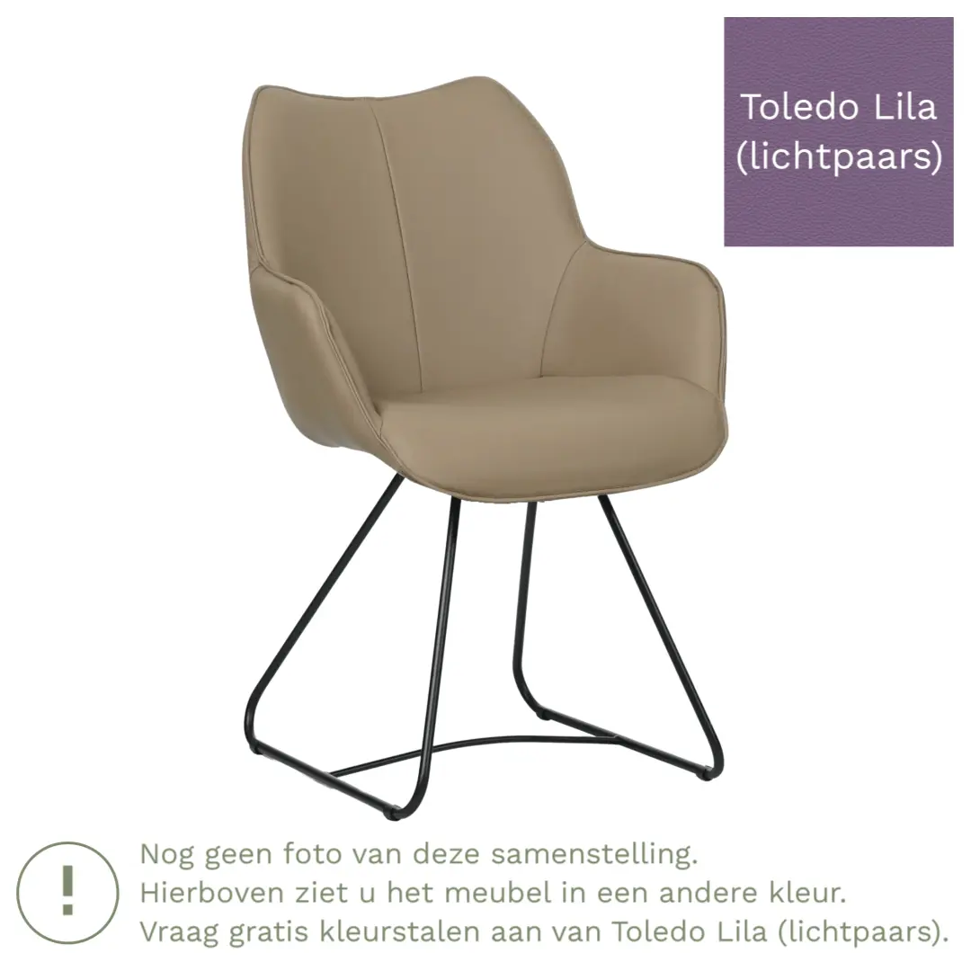 afbeelding van Leren eetkamerstoel Magic - Toledo Lila (lichtpaars) - U-poot staal rond zwart