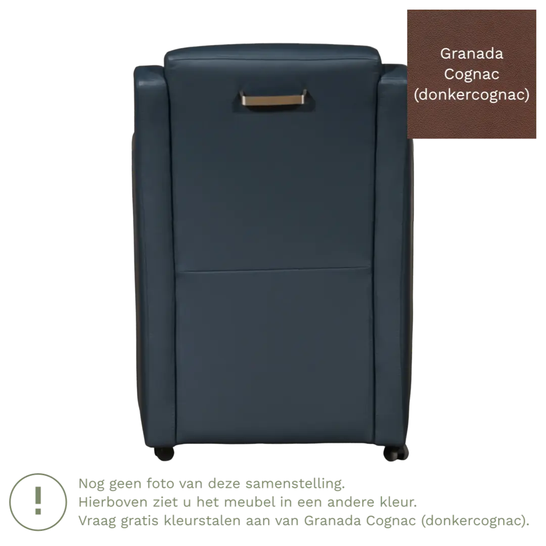 afbeelding van Leren eetkamerstoel Mass - Granada Cognac (donkercognac) - Met handgreep RVS