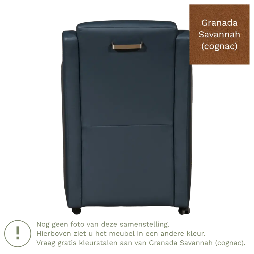 afbeelding van Leren eetkamerstoel Mass - Granada Savannah (cognac) - Met handgreep zwart