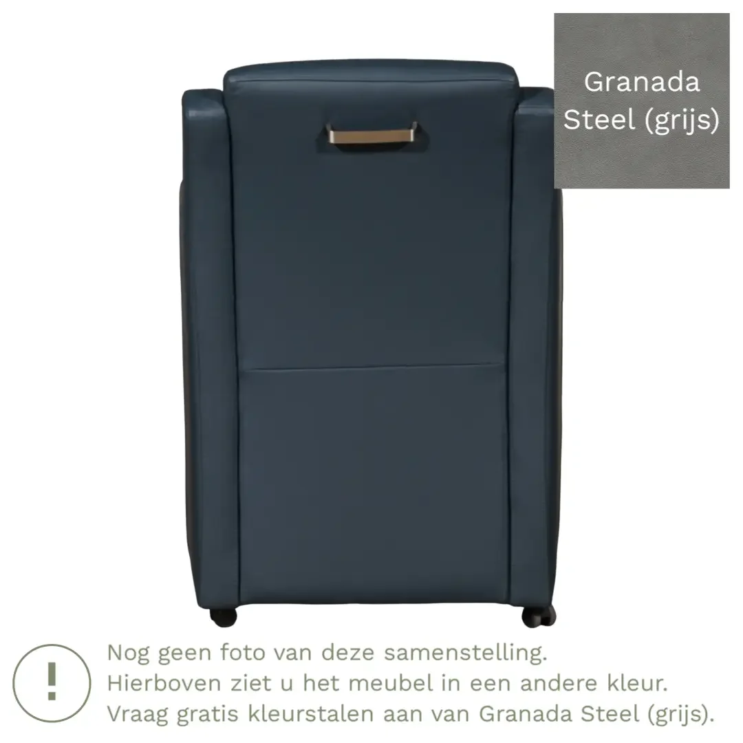 afbeelding van Leren eetkamerstoel Mass - Granada Steel (grijs) - Zonder handgreep