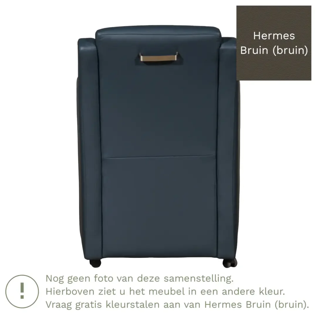 afbeelding van Leren eetkamerstoel Mass - Hermes Bruin (bruin) - Met handgreep zwart