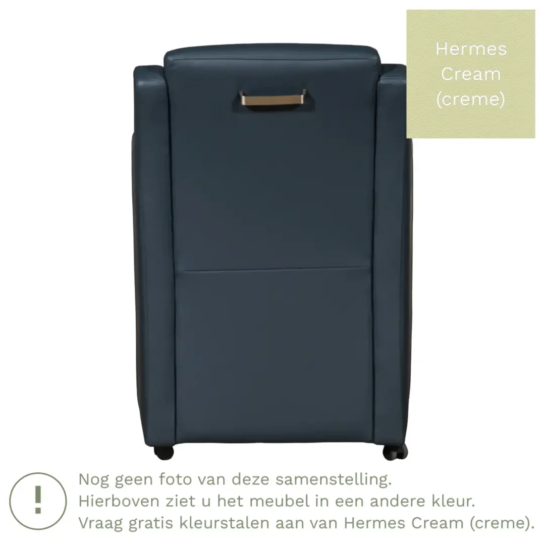 afbeelding van Leren eetkamerstoel Mass - Hermes Cream (crème) - Met handgreep zwart