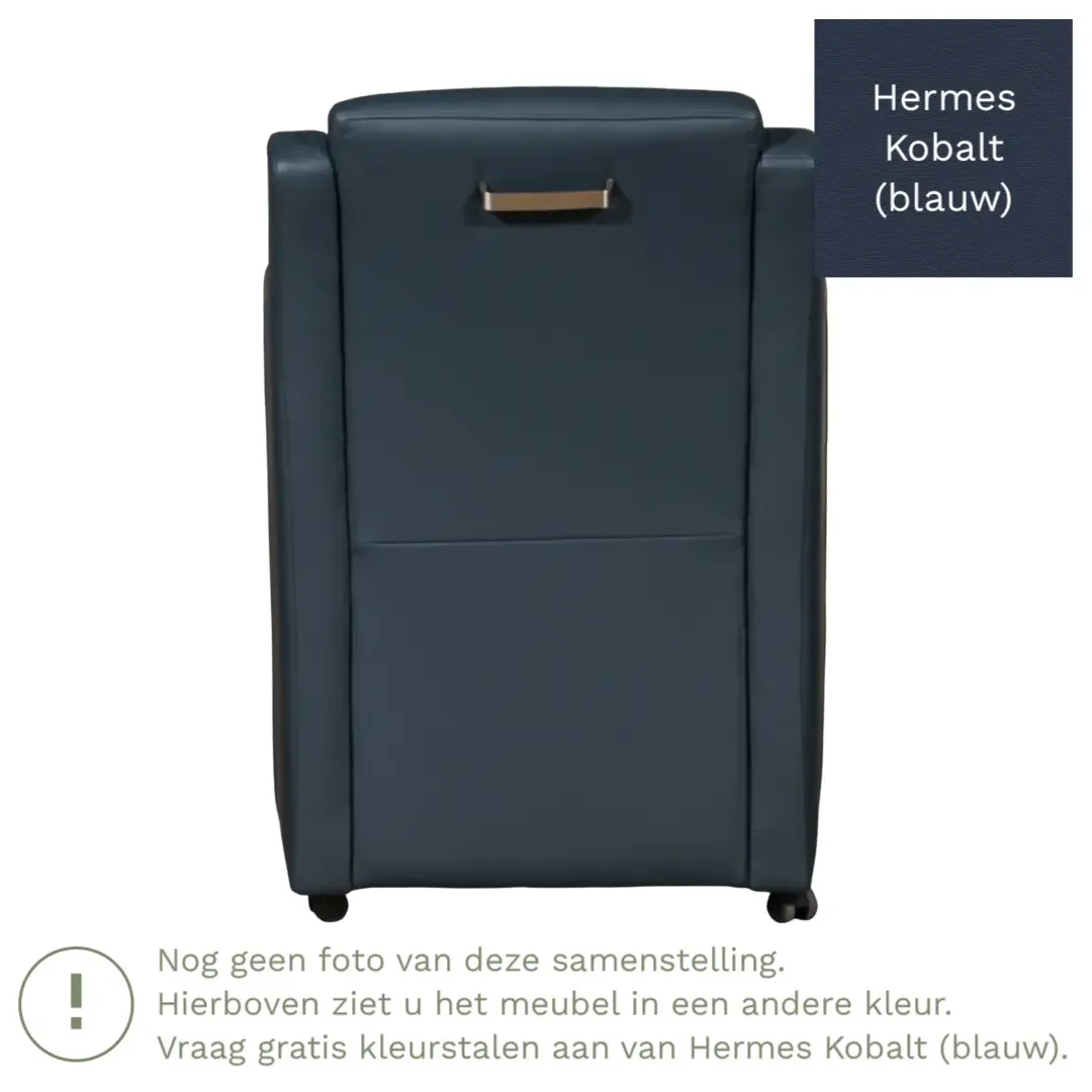 afbeelding van Leren eetkamerstoel Mass - Hermes Kobalt (blauw) - Met handgreep RVS