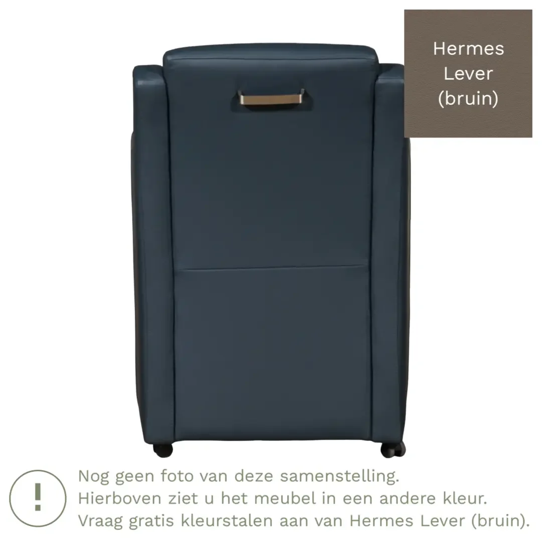 afbeelding van Leren eetkamerstoel Mass - Hermes Lever (bruin) - Met handgreep zwart