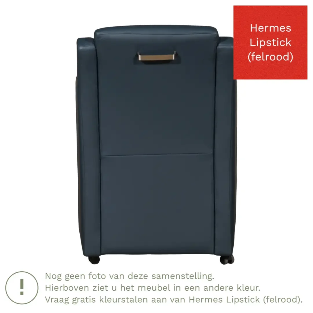 afbeelding van Leren eetkamerstoel Mass - Hermes Lipstick (felrood) - Zonder handgreep