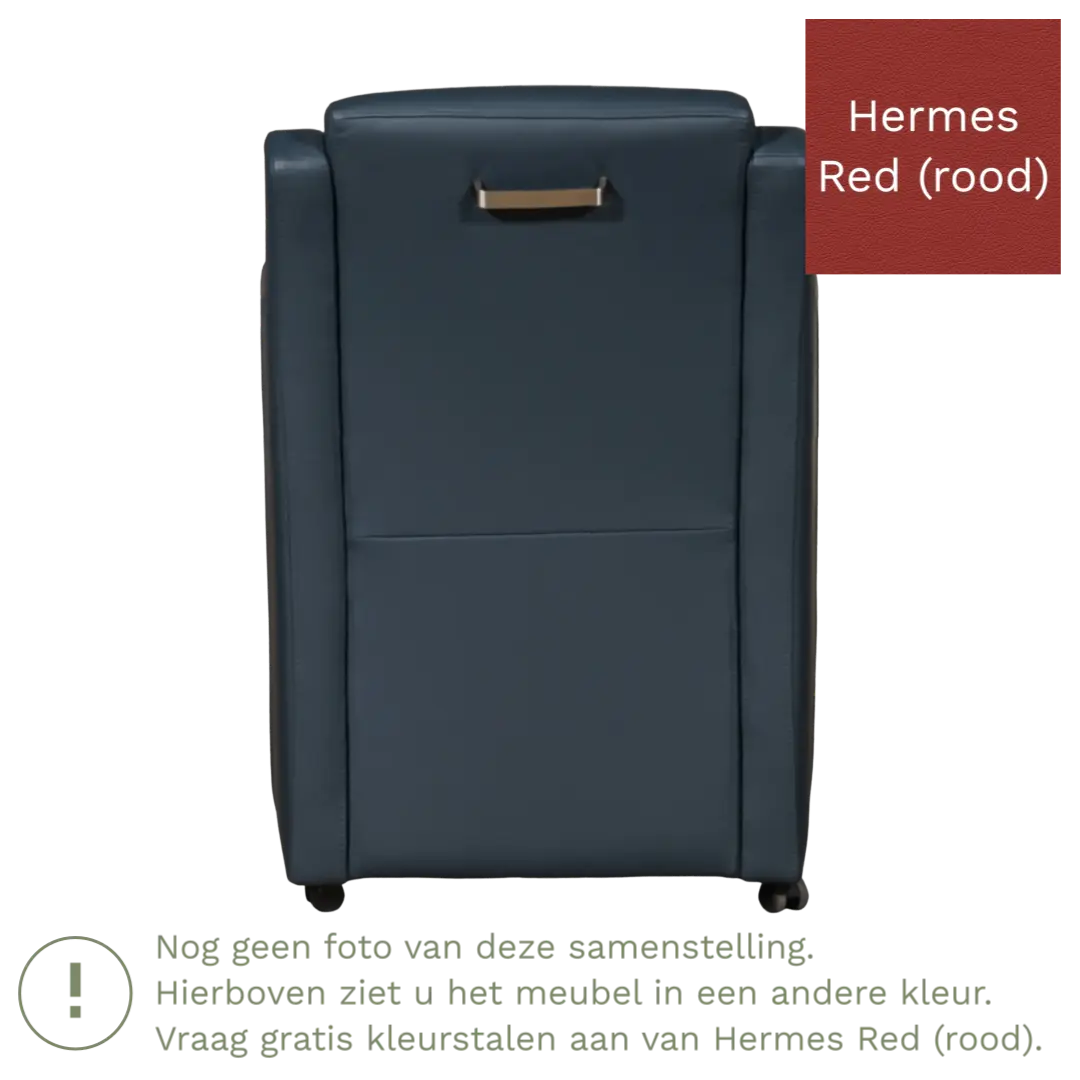 afbeelding van Leren eetkamerstoel Mass - Hermes Red (rood) - Met handgreep zwart