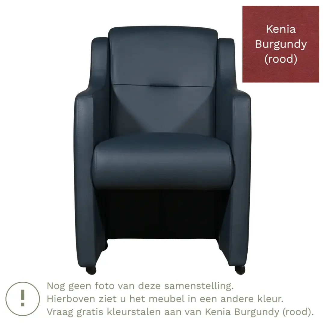 afbeelding van Leren eetkamerstoel Mass - Kenia Burgundy (rood) - Zonder handgreep