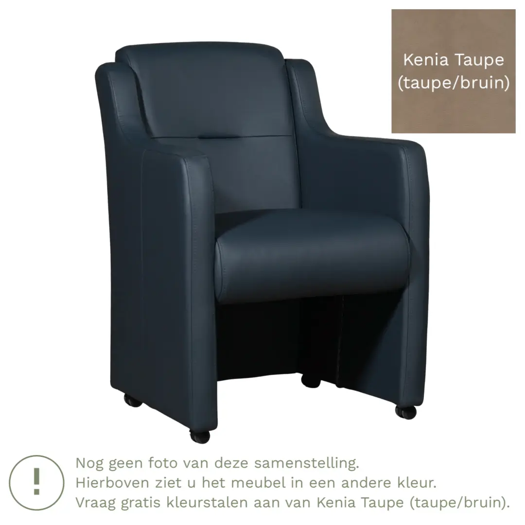 afbeelding van Leren eetkamerstoel Mass - Kenia Taupe (taupe/bruin) - Met handgreep zwart