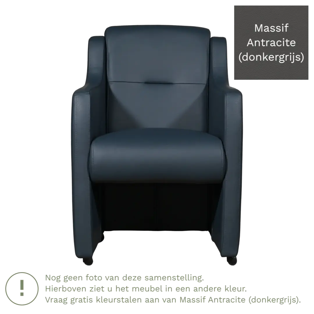 afbeelding van Leren eetkamerstoel Mass - Massif Antracite (donkergrijs) - Met handgreep RVS