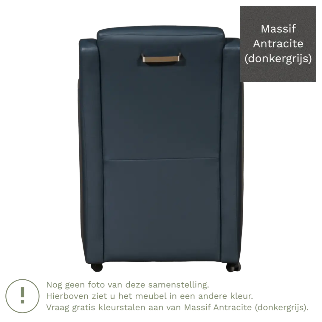 afbeelding van Leren eetkamerstoel Mass - Massif Antracite (donkergrijs) - Met handgreep RVS