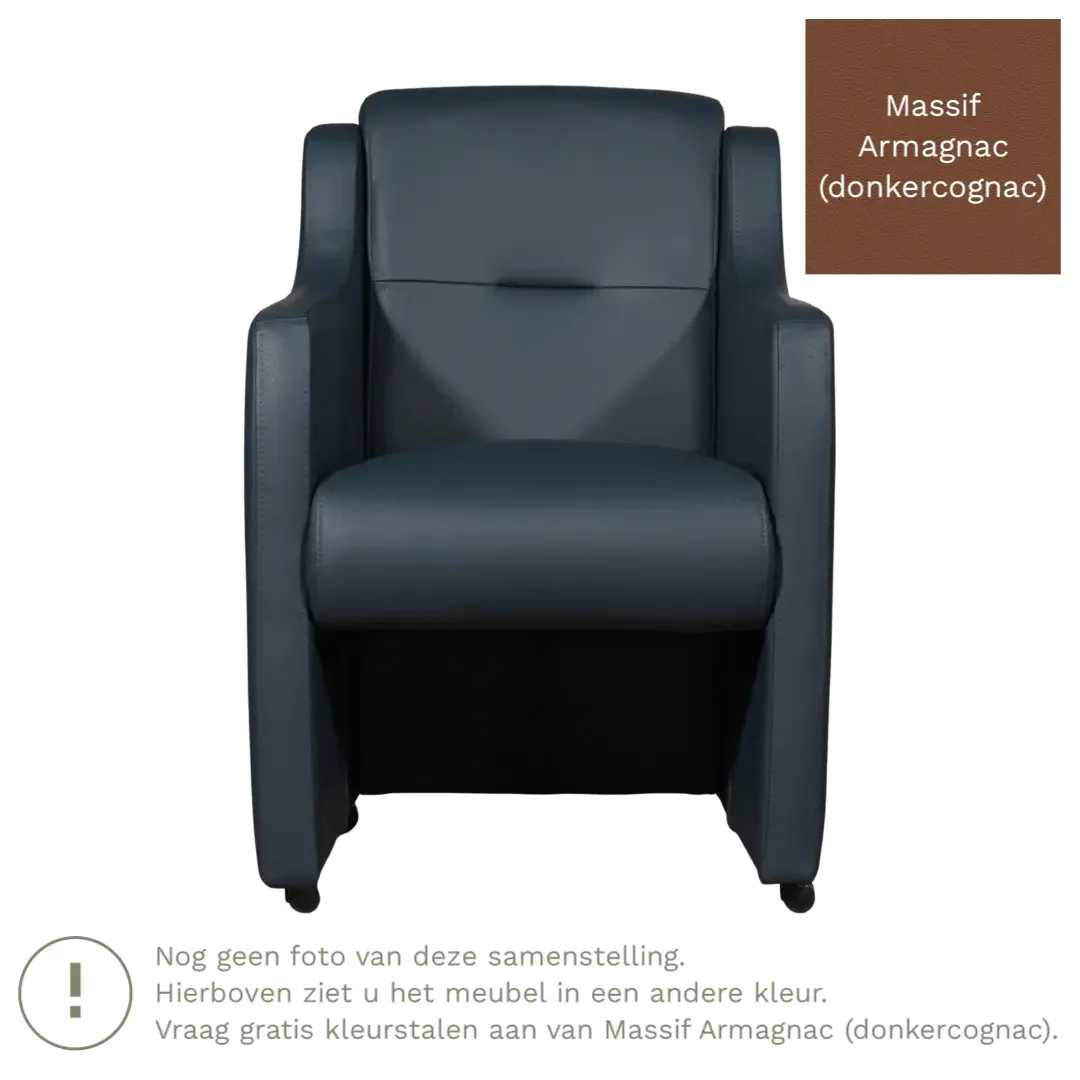 afbeelding van Leren eetkamerstoel Mass - Massif Armagnac (donkercognac) - Met handgreep zwart