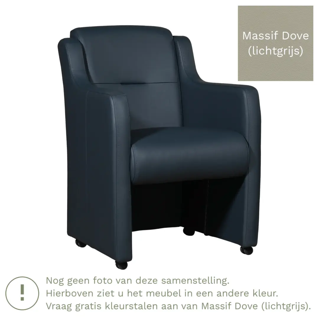 afbeelding van Leren eetkamerstoel Mass - Massif Dove (lichtgrijs) - Met handgreep zwart